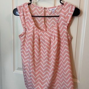 Pink & white patterned blouse